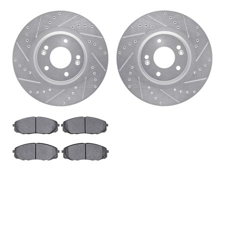 DYNAMIC FRICTION CO 7502-21032, Rotors-Drilled and Slotted-Silver with 5000 Advanced Brake Pads, Zinc Coated 7502-21032